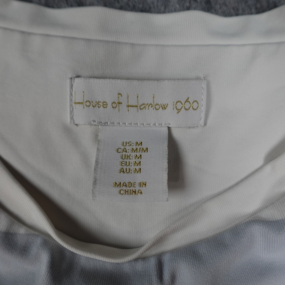 House of Harlow 1960 Bodysuit Women Medium White Blue Striped Sleeveless Stretch - Picture 2 of 11